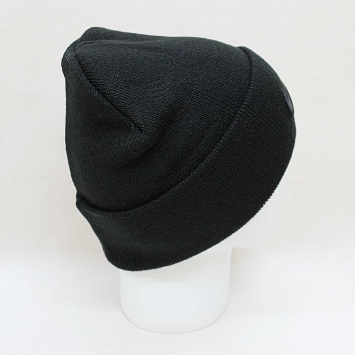 Тепла шапка найк (Nike) чорного кольору з чорною вишивкою з боку