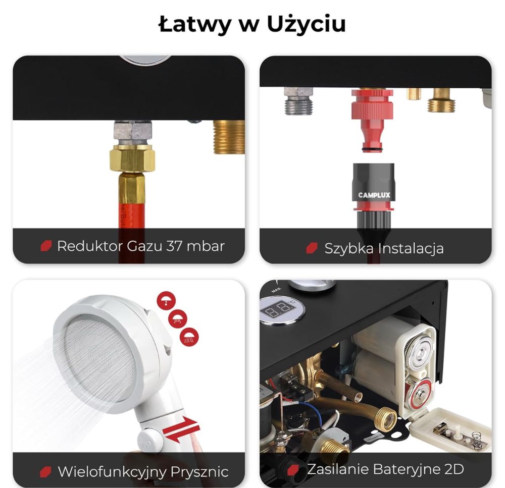 Camplux BW158BC Gazowy Podgrzewacz Wody, 6 Litrów, butan/propan 12kW