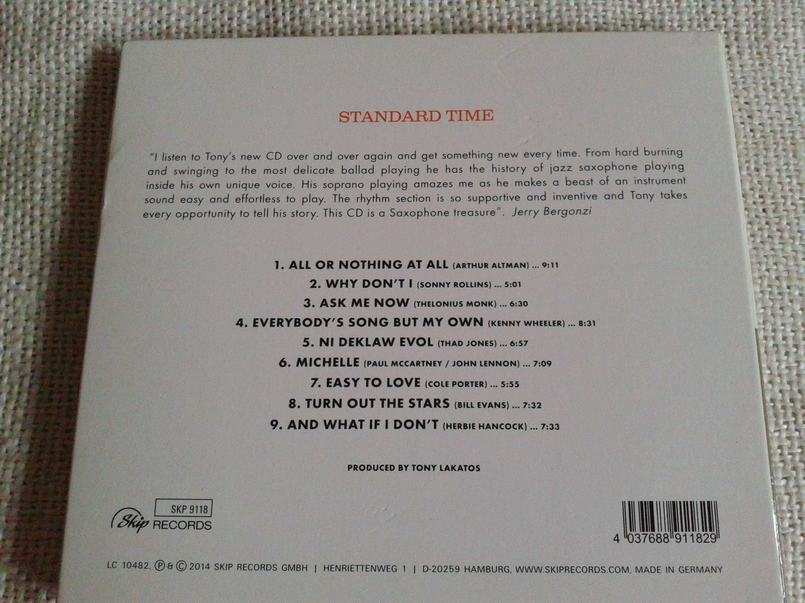 Tony Lakatos – Standard Time  CD + autograf