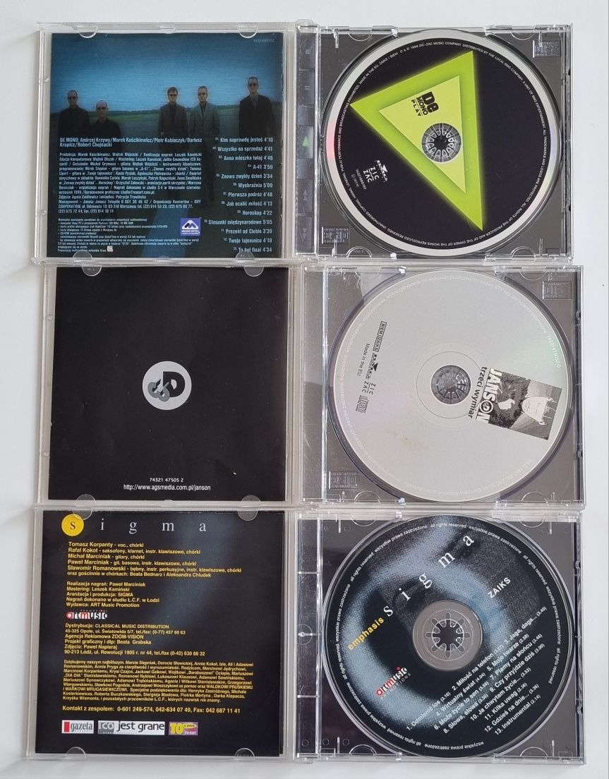 Trzy płyty CD: Janson, De Mono, Sigma