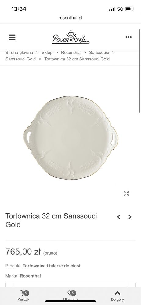 Nowa Patera / tortownica Rosenthal Sanssousi Gold