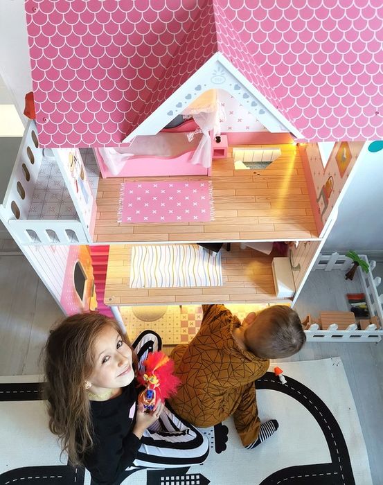 Xxl Największy 123cm Drewniany Domek Dla Lalek Led