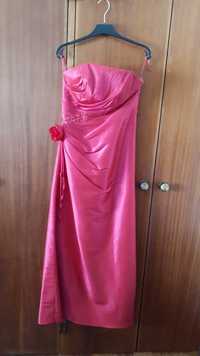 Vestido de cerimónia comprido rosa fúcsia