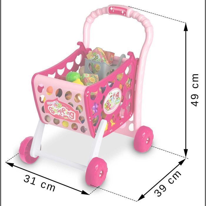 Wózek na zakupy dla dzieci, Ricokids, różowy
