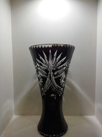 Przepiękny kryształowy wazon czarny-bordo