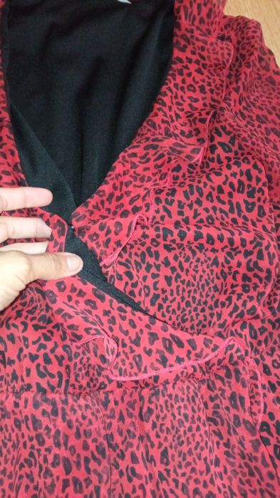 Сукня нарядна шифонова Червона Лео леопард