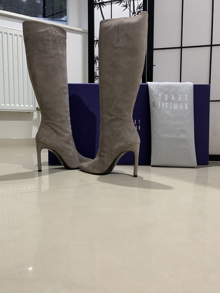 Stuart Weitzman kozaki roz 37,5 klasyczne zamsxowe