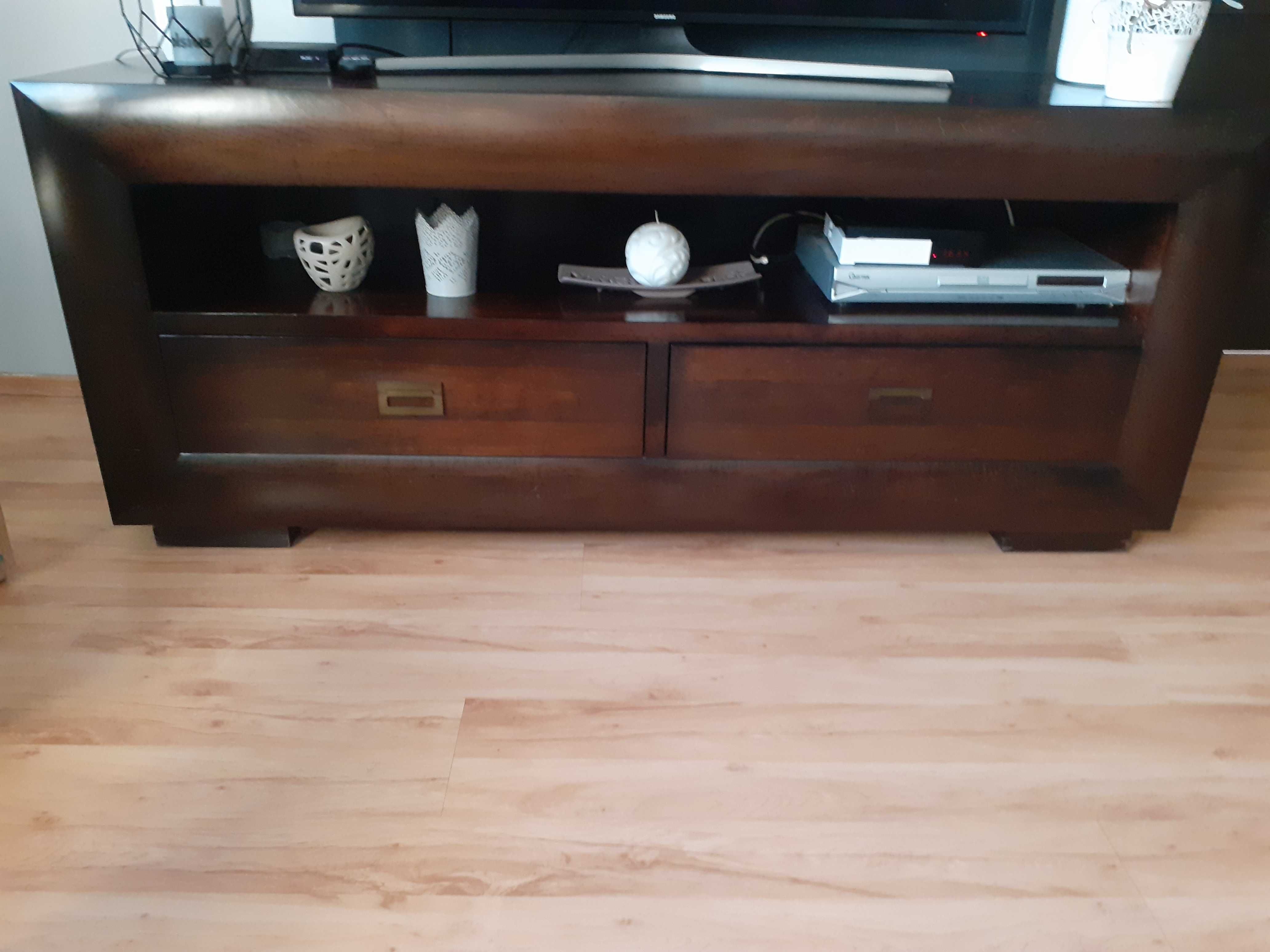 Drewniana komoda + stolik pod rtv + ława drewniana
