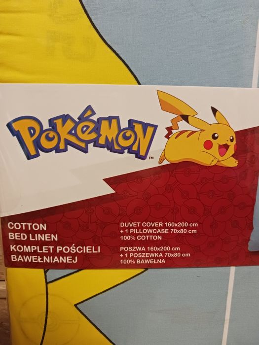 Pościel Pokémon Pikachu 160x200 + 70x80 / nowa