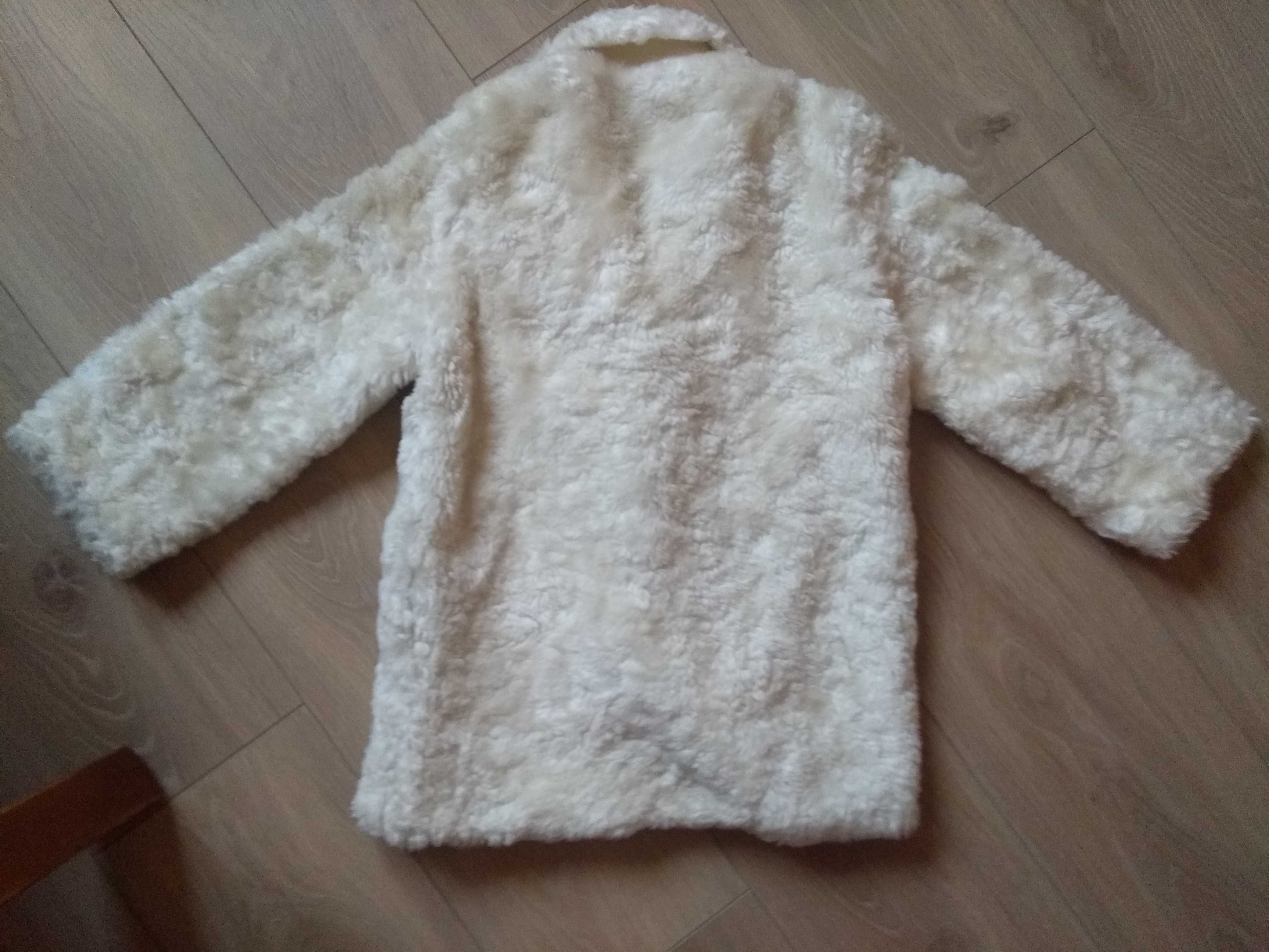 Kremowe sztuczne futerko kożuszek kurtka zimowa dla dziewczynki