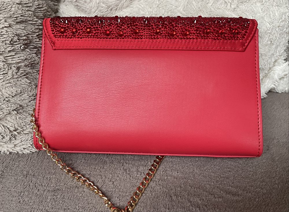 Torebka czerwona Love Moschino, nowa, z kryształkami