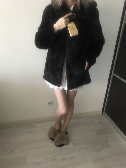 Шуба норковая автоледи ,цвет шоколад, размер 70-115-145