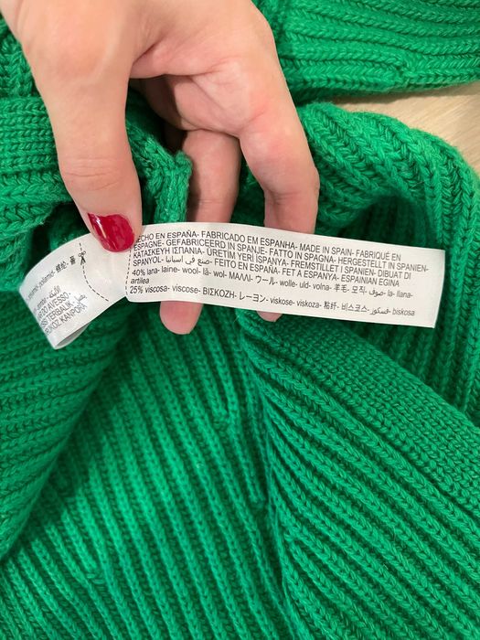 zielony wełniany sweter Massimo Dutti M-L