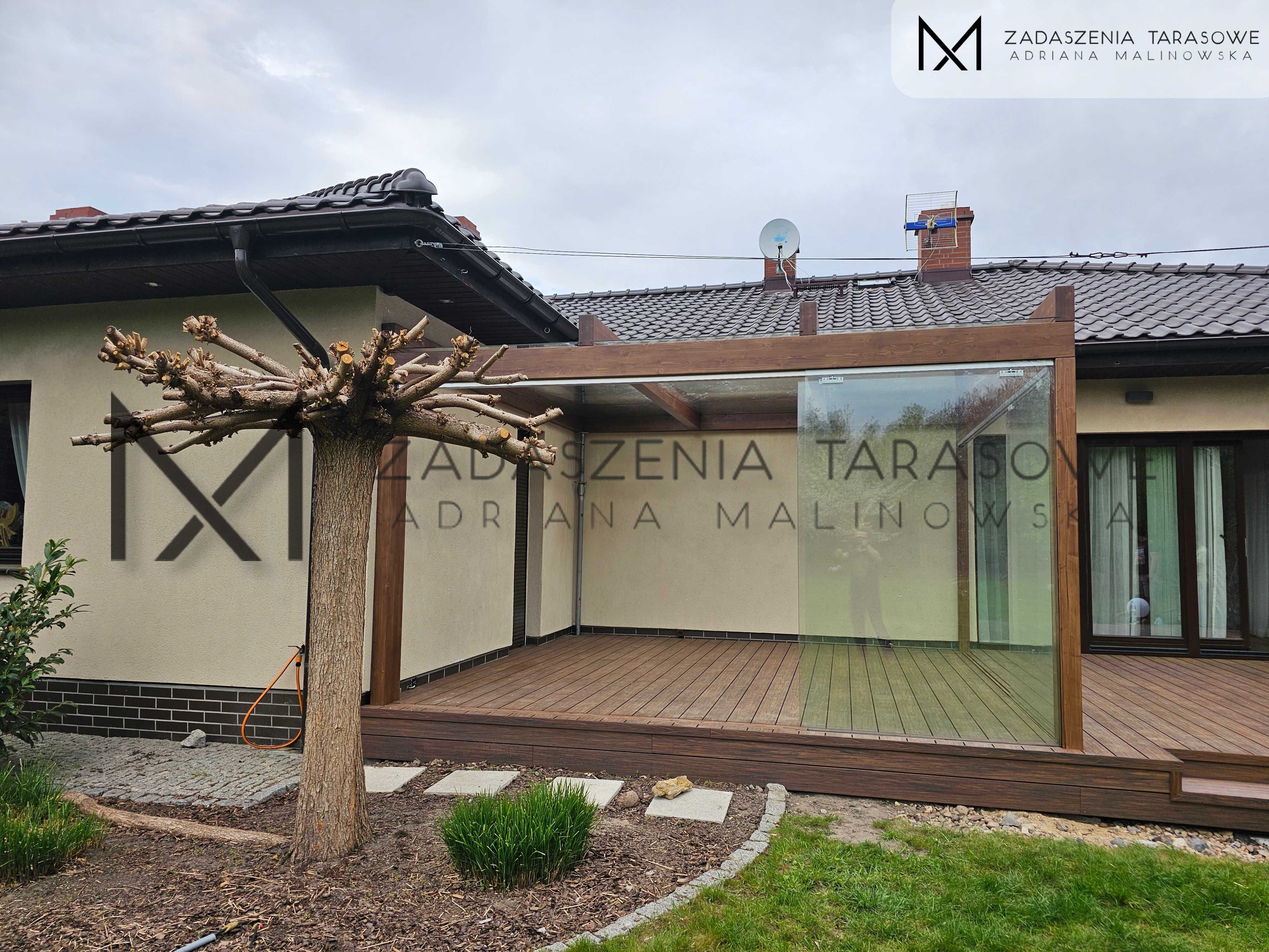 Zadaszenie tarasu ze szkłem w ścianach i dachu - montaż w cenie