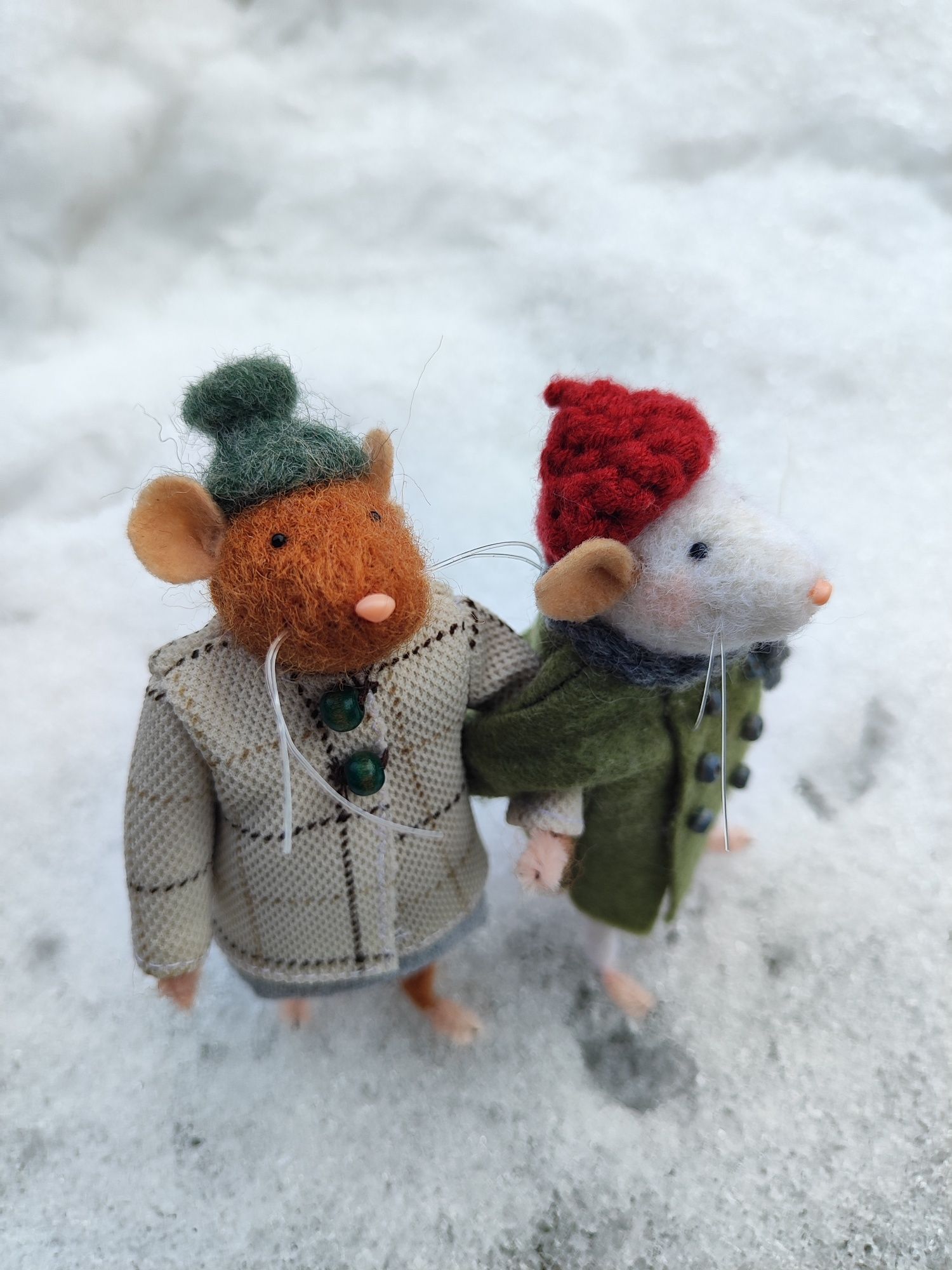 Myszka fiszka filc wełna czesankowa handmade na prezent jak maileg
