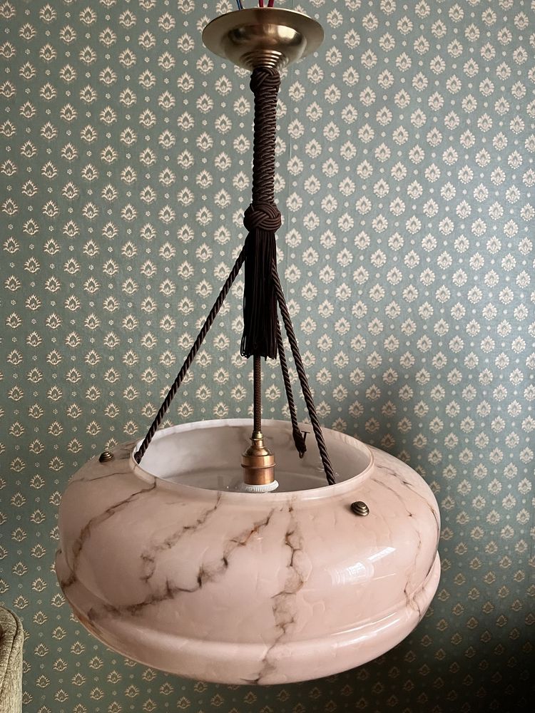 Lampa wisząca przedwojenna art deco ampla żyrandol antyk marmurek
