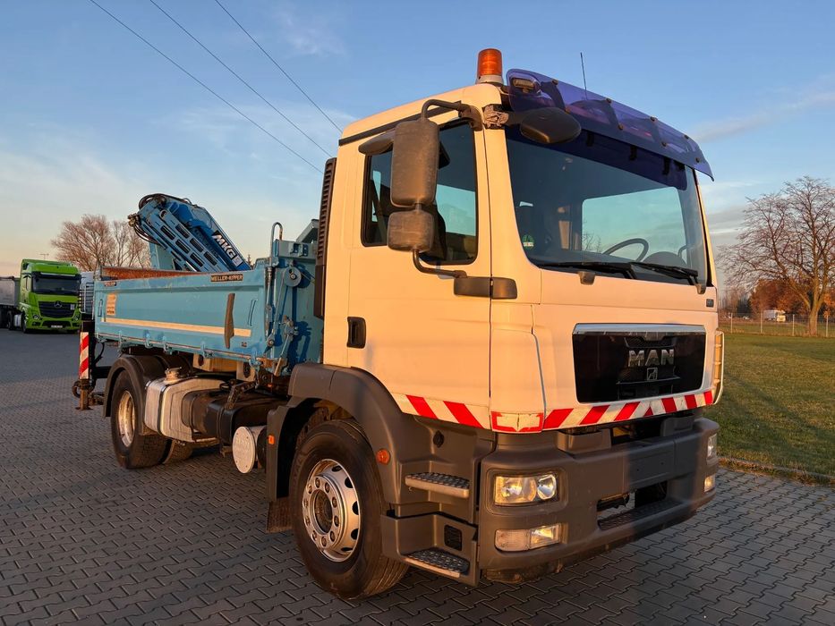 MAN TGM 18.250 4x2 wywrotka MEILLER z HDS MKG z czerpakiem i rotatorem , łyżką , obrotnica , HDS wyprowadzona 5 i 6 funkcja, bardzo dobry stan, idealny do kostki , komunalki ,  TGM 18.250 4x2 (nie TGS) wywrotka, HDS, czerpak, dzwig, Meiller