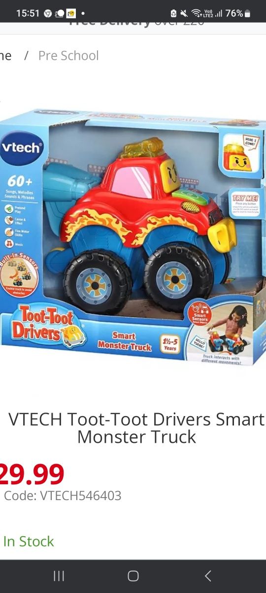 Vtech toot toot drivers interakt Smart Monster Track jęz ang 18m-5 la