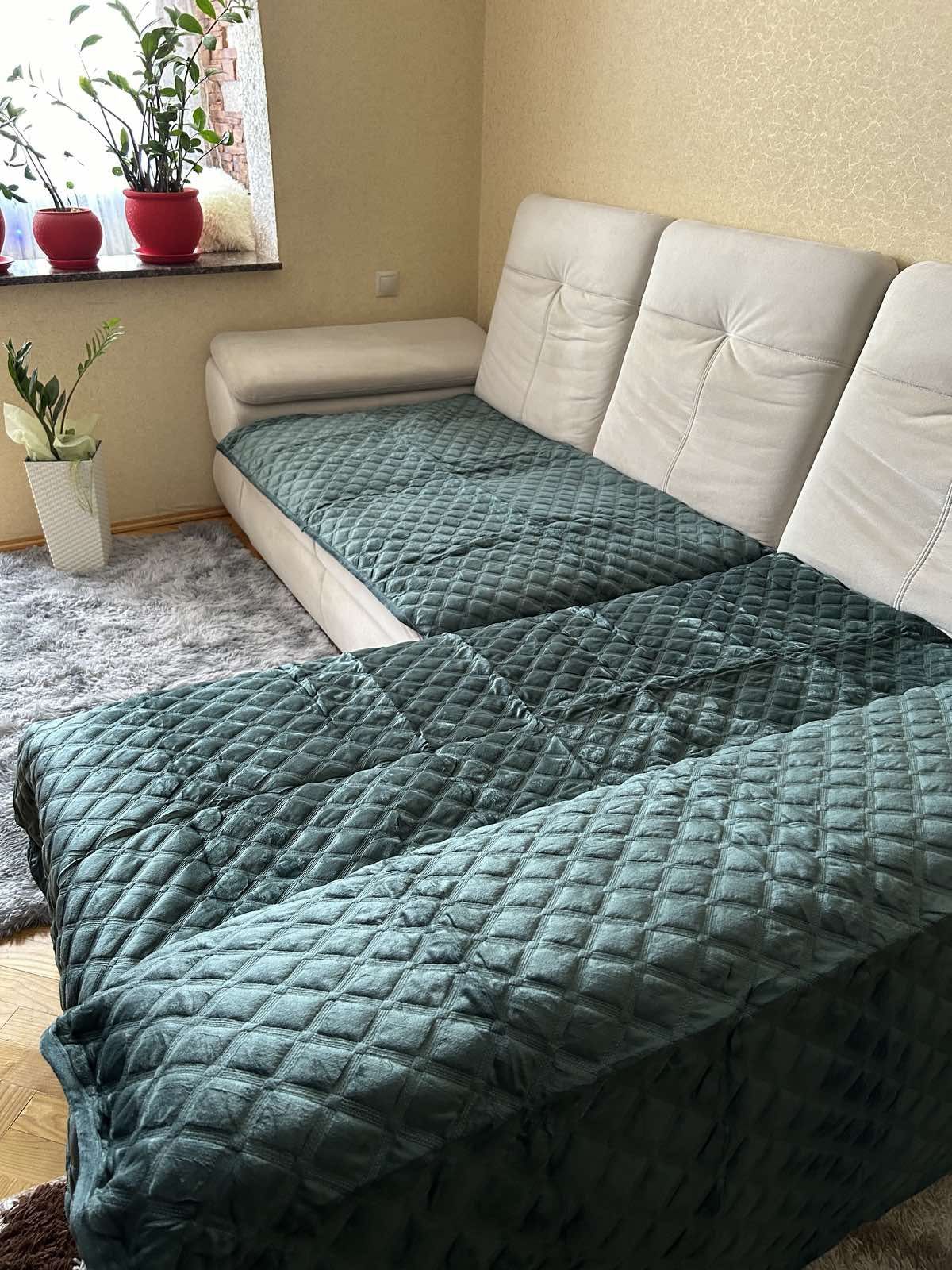 Дивандек, велюрові покривала для кутових диванів , покривало
