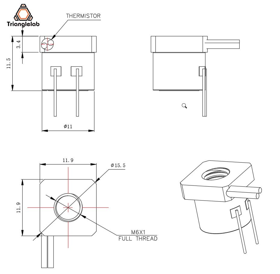 Trianglelab e3d v6 ceramic hotend керамічний хотенд 3д 3d принтер 24v