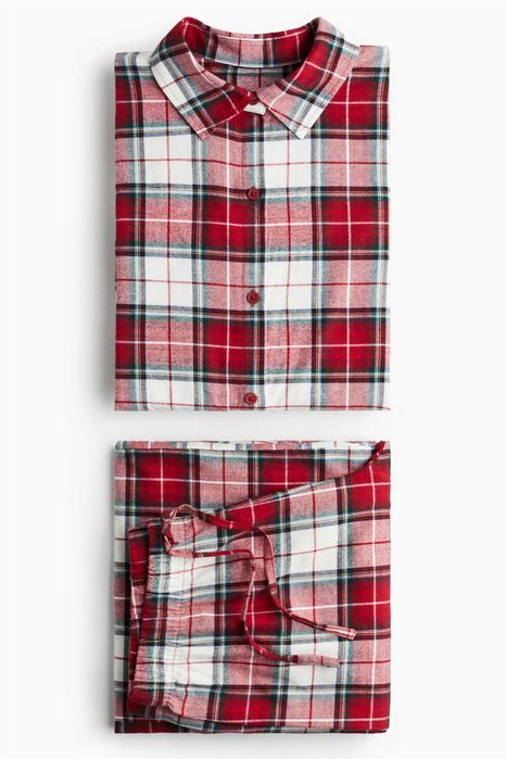 Piżama bawełniana Koszula ze Spodniami M NOWA Kolekcja krata czerwona