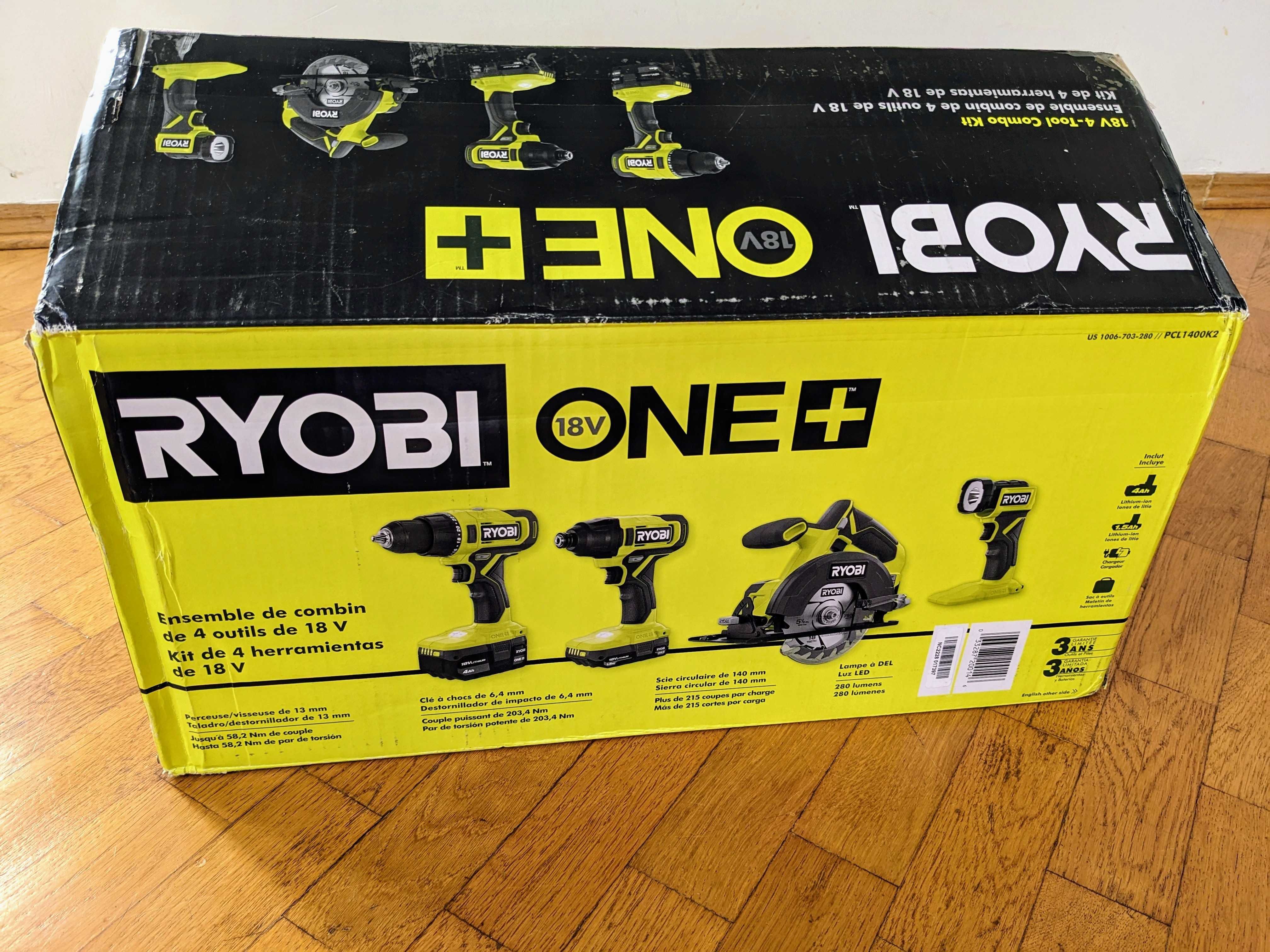 RYOBI ONE+ PCL1400K2 18V набір 4 інструментів + 2 акумулятора