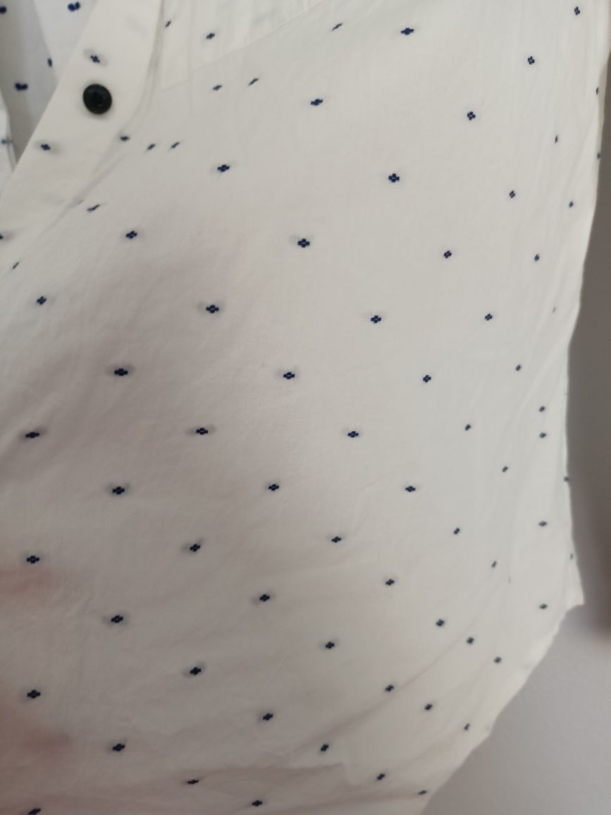 Koszula damska Zara Basic biała z elementami niebieskiego