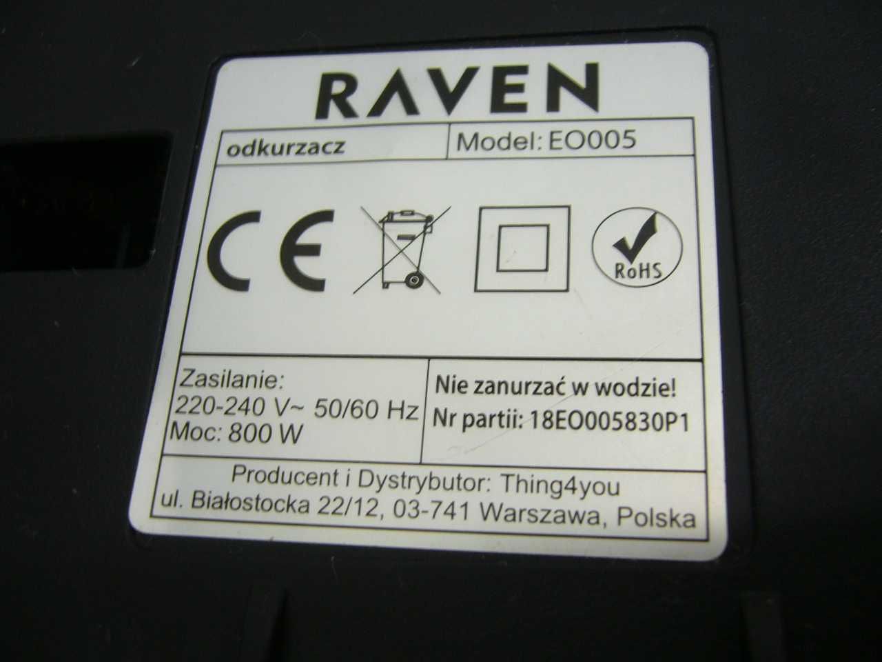 Odkurzacz Raven model EO005