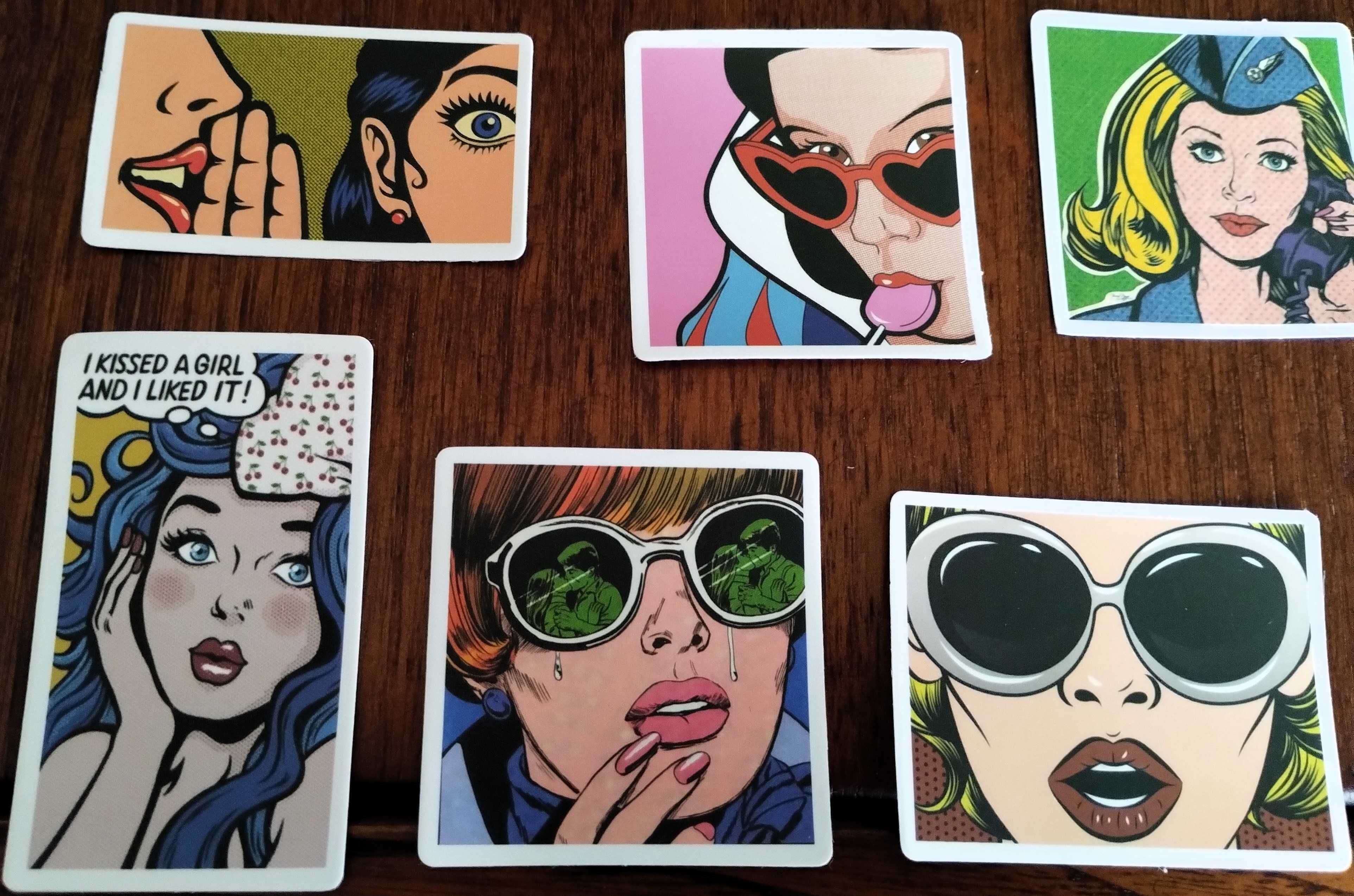 Conjunto 50 Autocolantes Pop Art Mulheres Roy Lichtenstein Andy Warhol