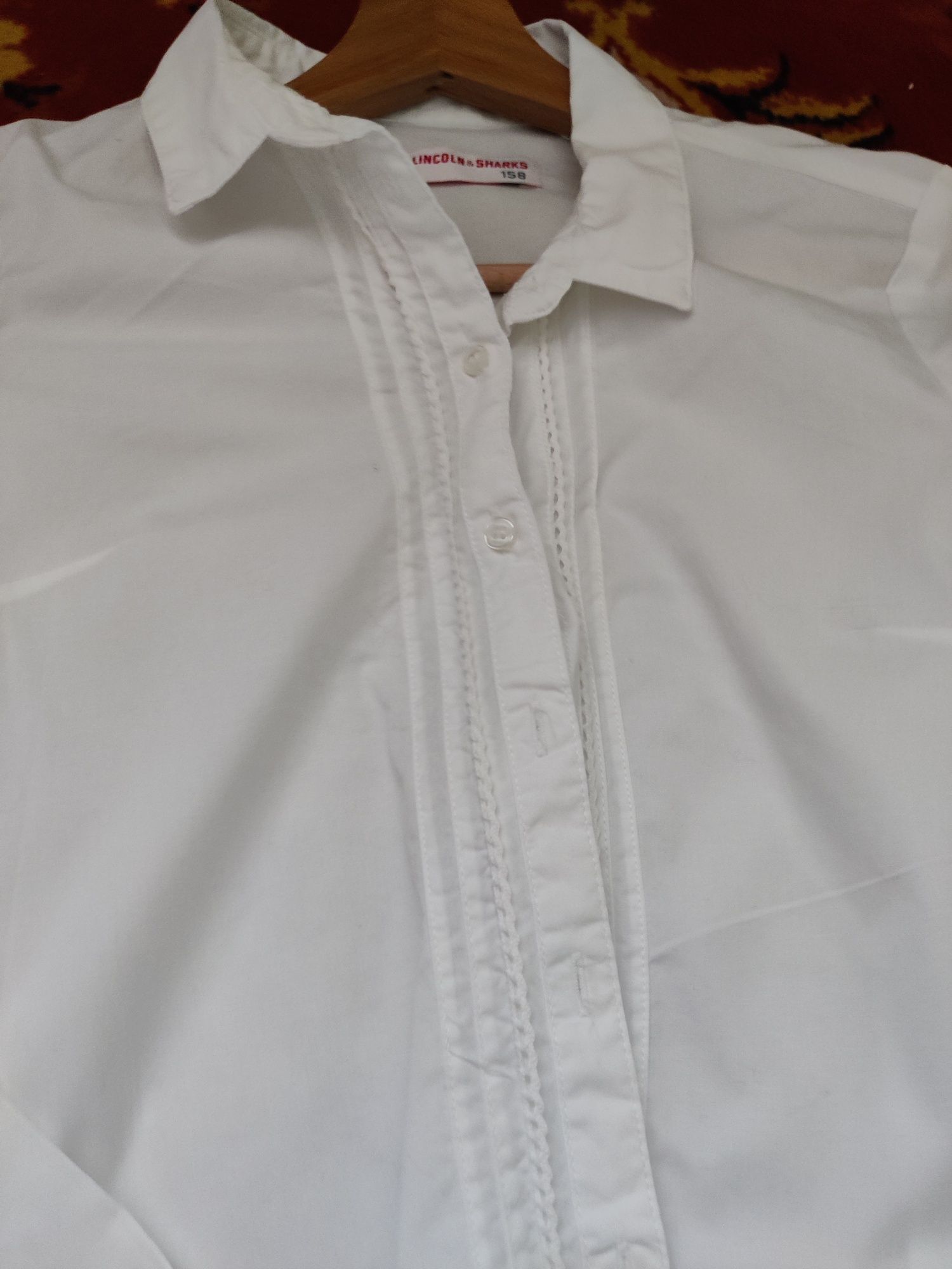 Strój galowy szkolny dla dziewczynki biała koszula + spódnica 152 158