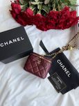 Сумка Chanel Vanity Mini шкіра | бордова | золота фурнітура