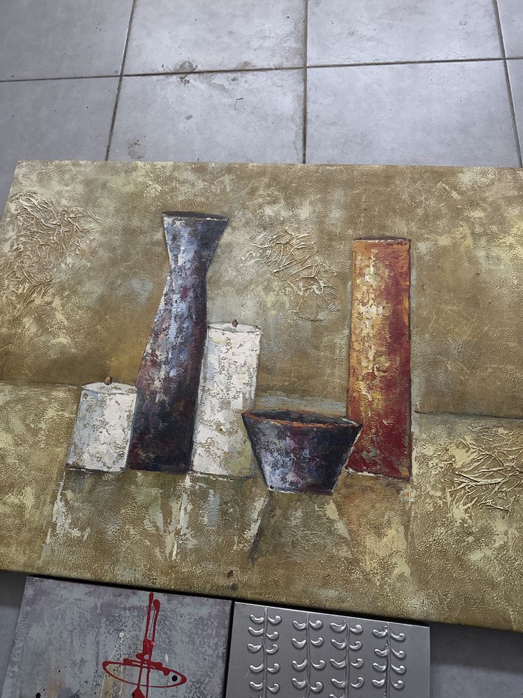 conjunto de 3 quadros de pinturas a óleo