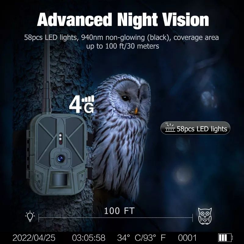 Câmara vida selvagem 4K hc-940 Pro 4G com LCD e App SELADO
