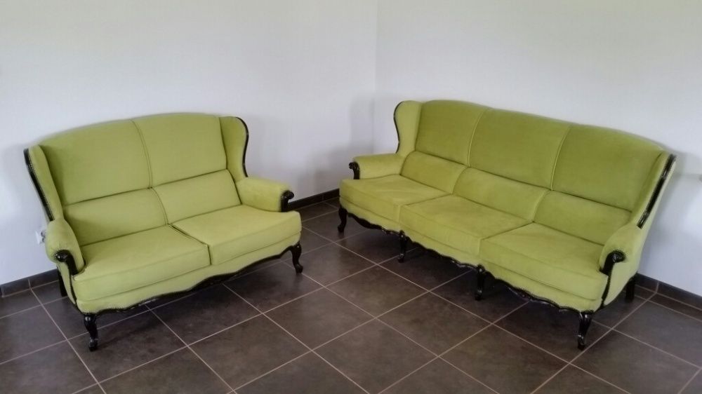 Wyjątkowe zielone sofy po renowacji (2 i 3 osobowa)