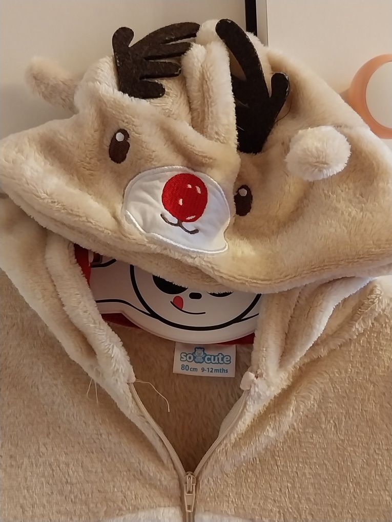 Kombinezon r.80  polarowy pajac polarek Renifer piżama niemowlęcy