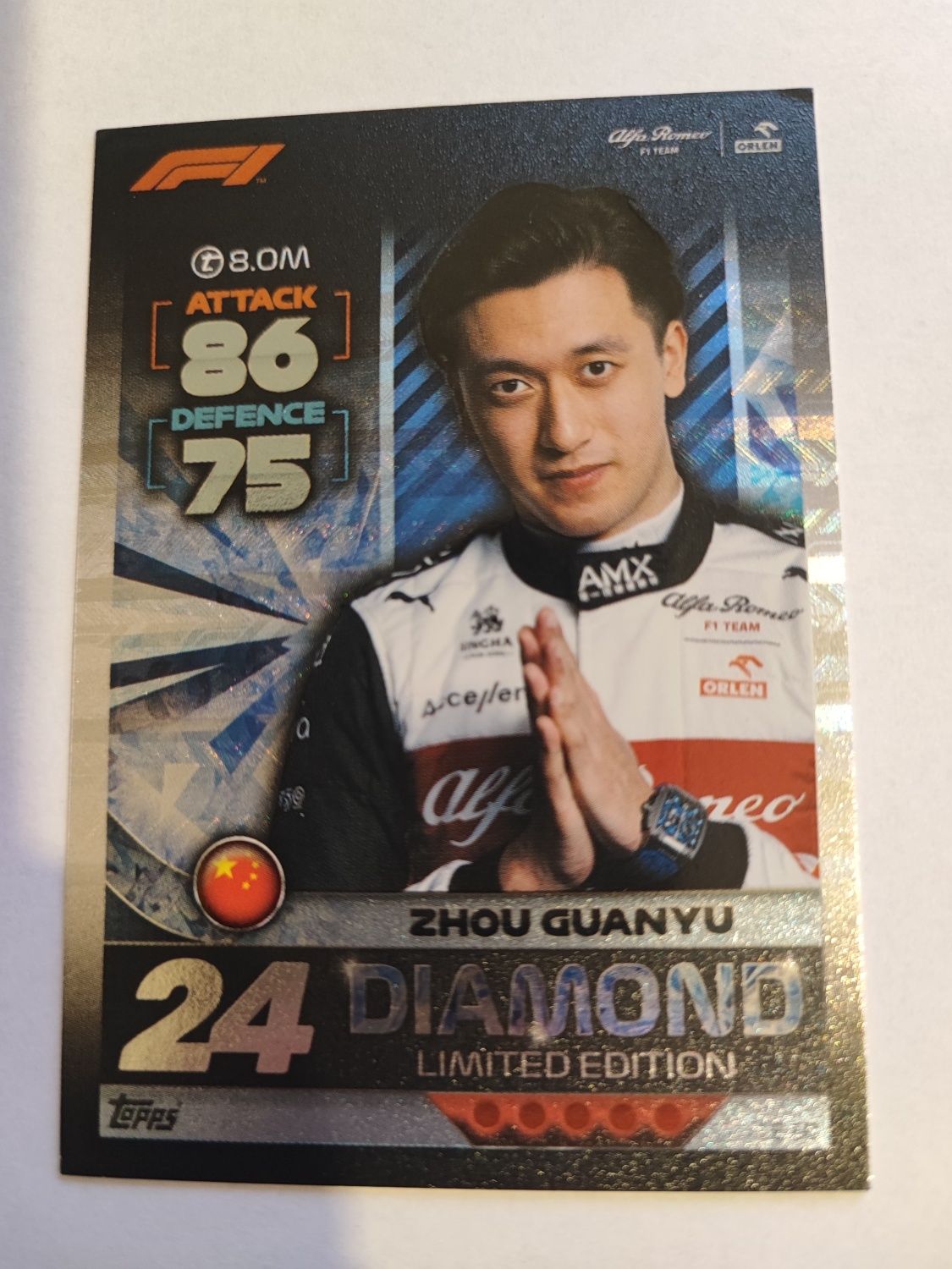 Karta Turbo Attax Zhou Guanyu Diamond LE 6D LE6D