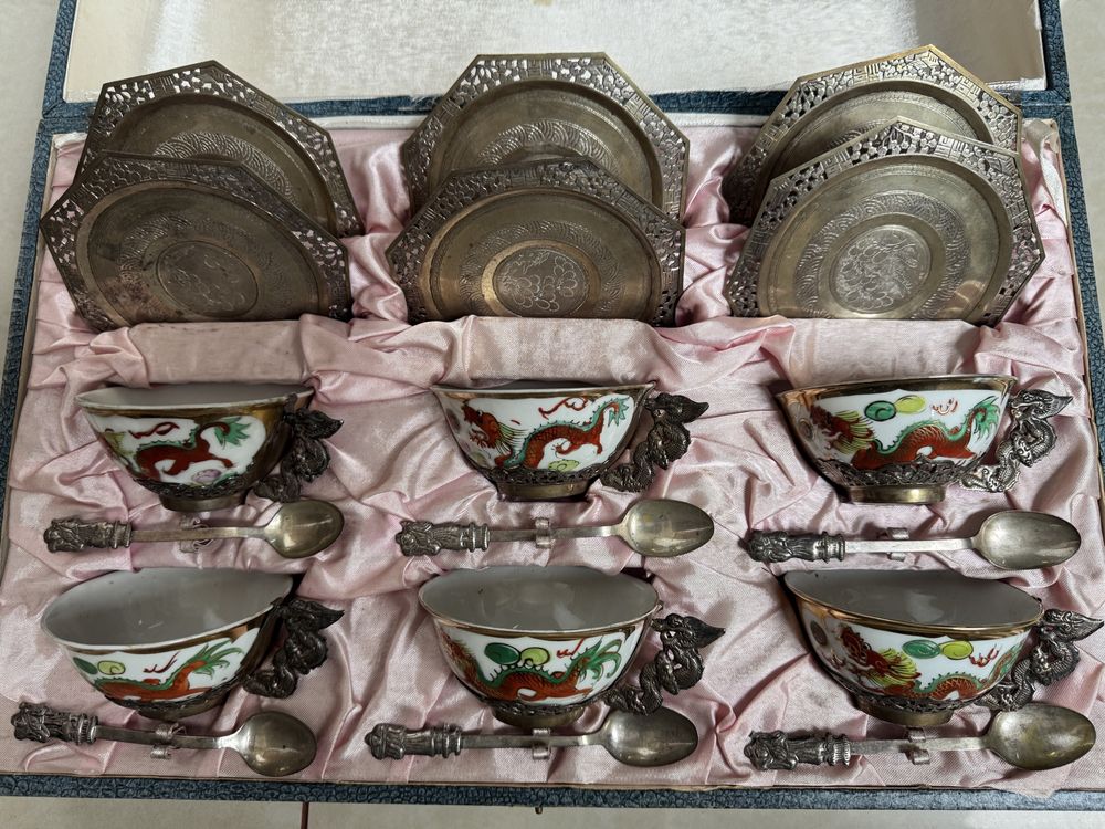 Старинный китайский сервиз в серебре