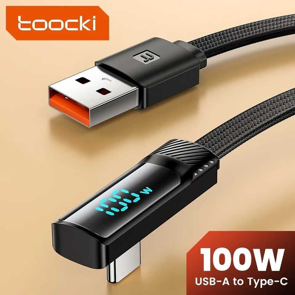 Tooki USB Type C кабель 90 градусов 100 Вт быстрая зарядка с экраном