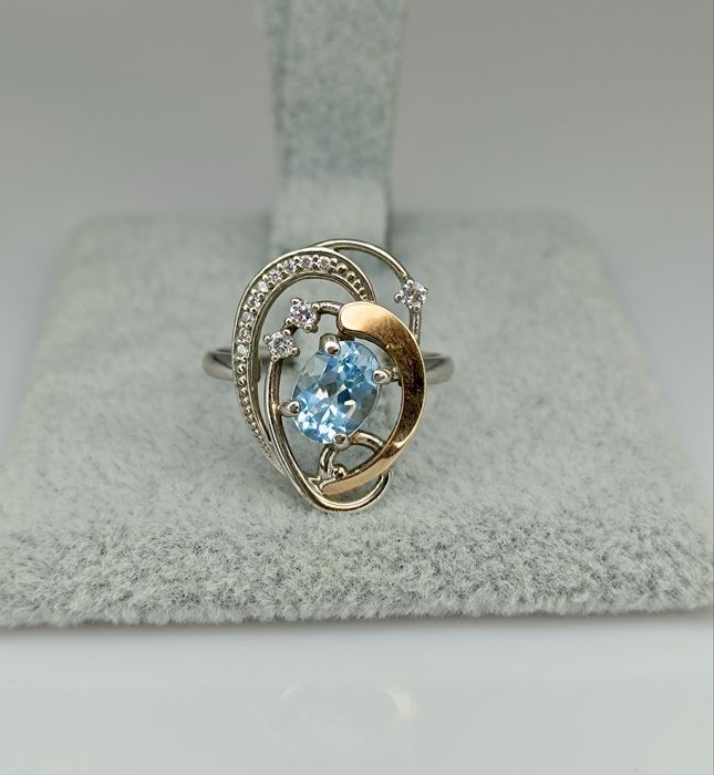 Серебряный набор 925 пробы серьги и кольцо