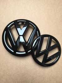 Znaczki logo VW czarny połysk golf 5 6 7 nowe