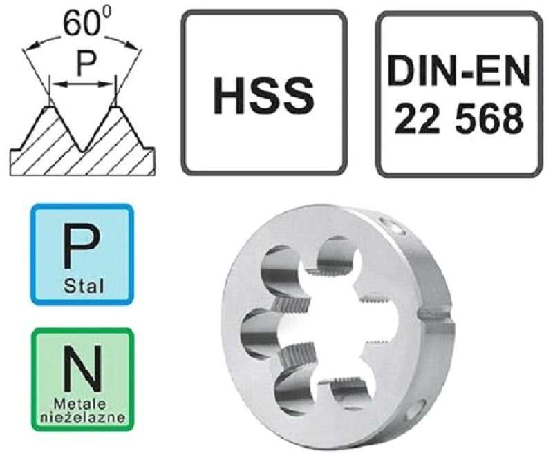 Narzynka do stali HSS DIE-800 DIN 22568 M5 - 6g Fanar