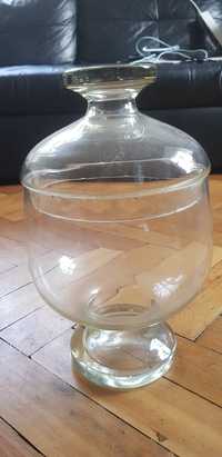 Szklany puchar wazon duży z pokrywką