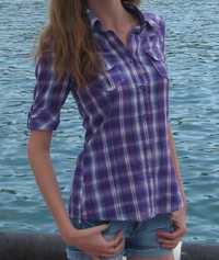 Подростковая рубашка фиолетовая на девочку рост 152