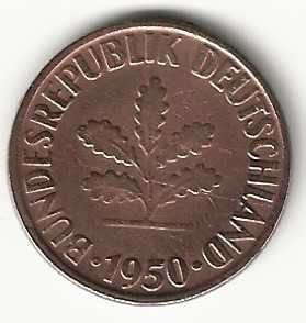 10 Pfennig de 1950 G, Alemanha Ocidental