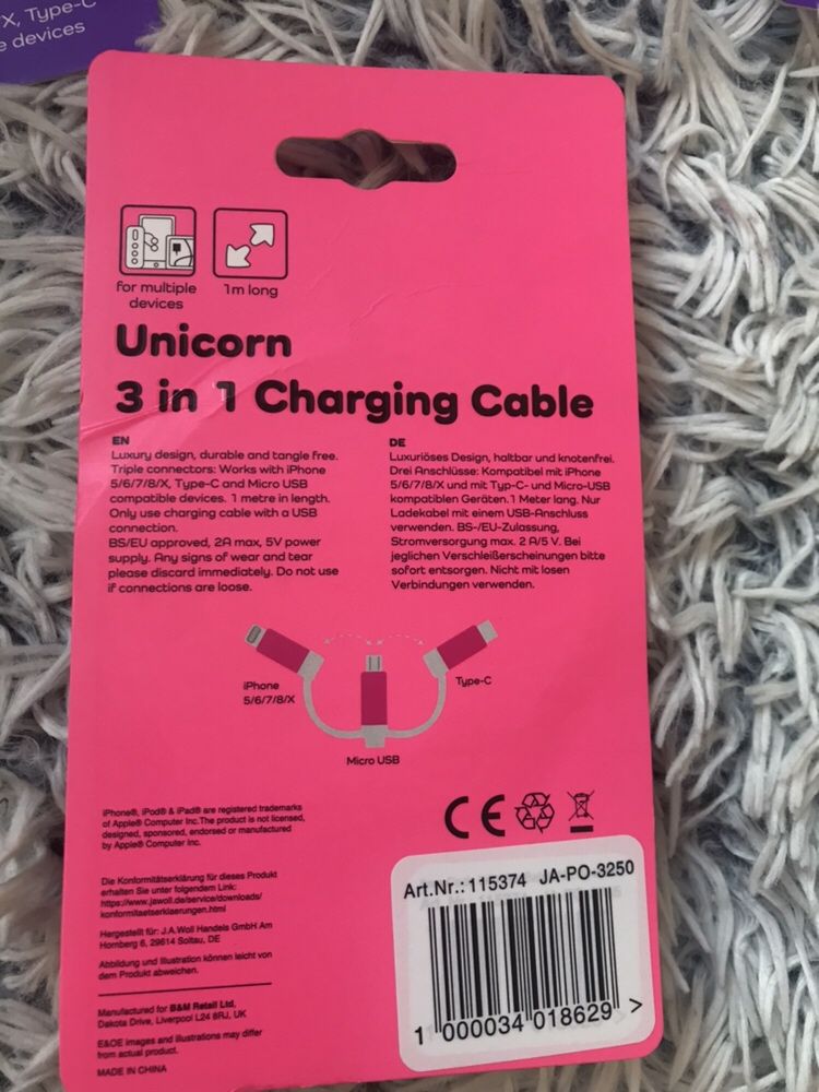 Kabel usb 3 in 1 typ C mikro USB Iphone 5/6/7/8/X - ostatnie 2 szt