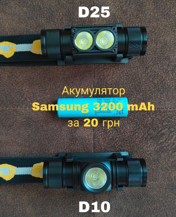 Налобний ліхтар Boruit D10 D25 Cree XM-L2 18650 Type C зарядка
