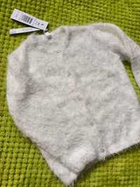 Sweterek biały włochaty dziewczynka 86 cm