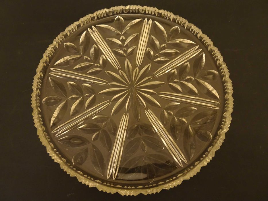 Kryształowy talerz, patera, tortownica, kryształ prl, vintage