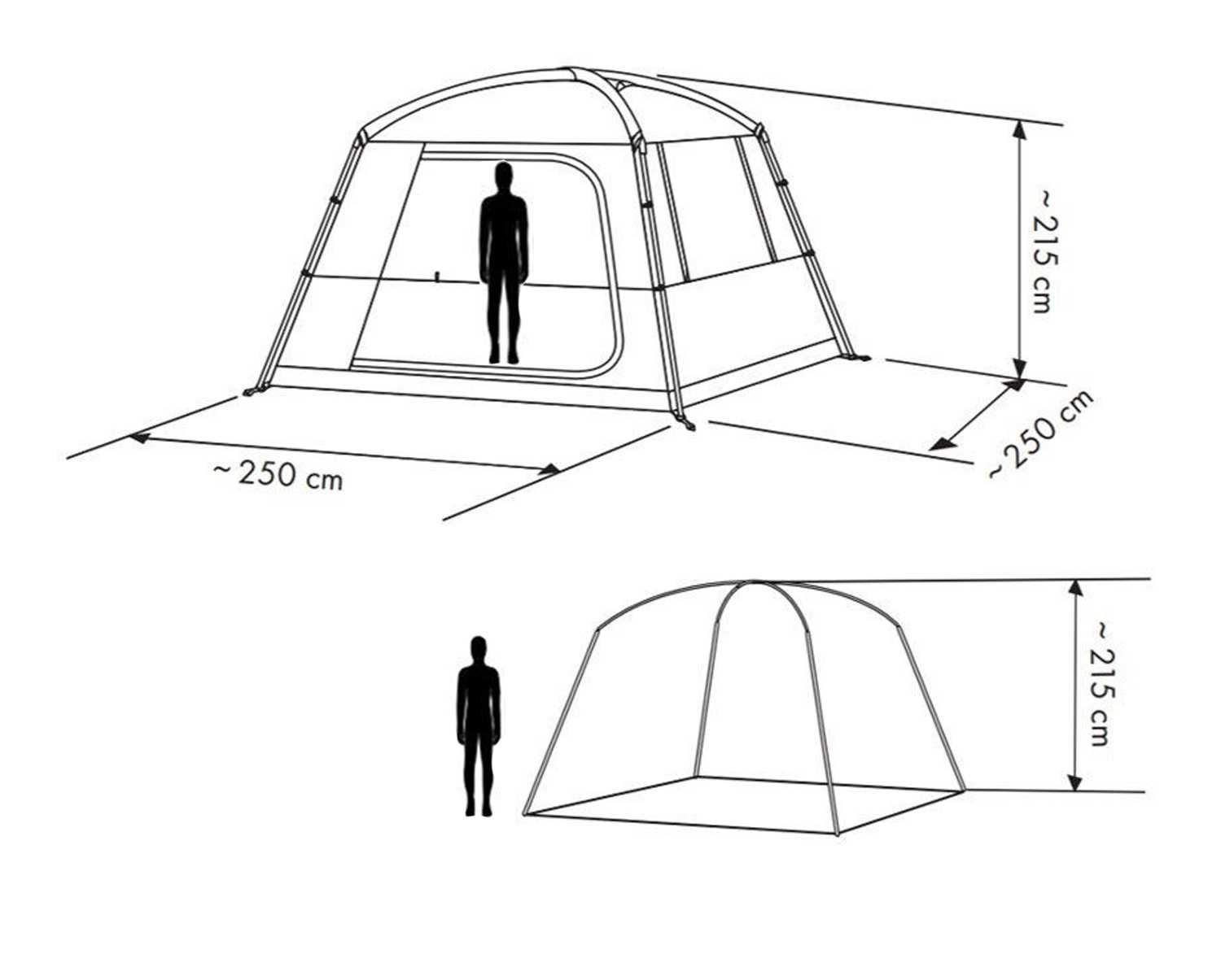 Namiot kempingowy przedsionek 215cm dostawka przyczepa kamper 2,5m 6os