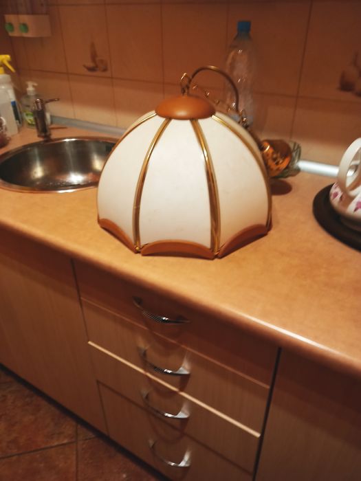 Lampa szkło i drewno
